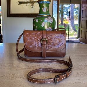 🌹PATRICIA NASH Torri Embossed Leather Contrast Stitch Shoulder Bag & Crossbody!